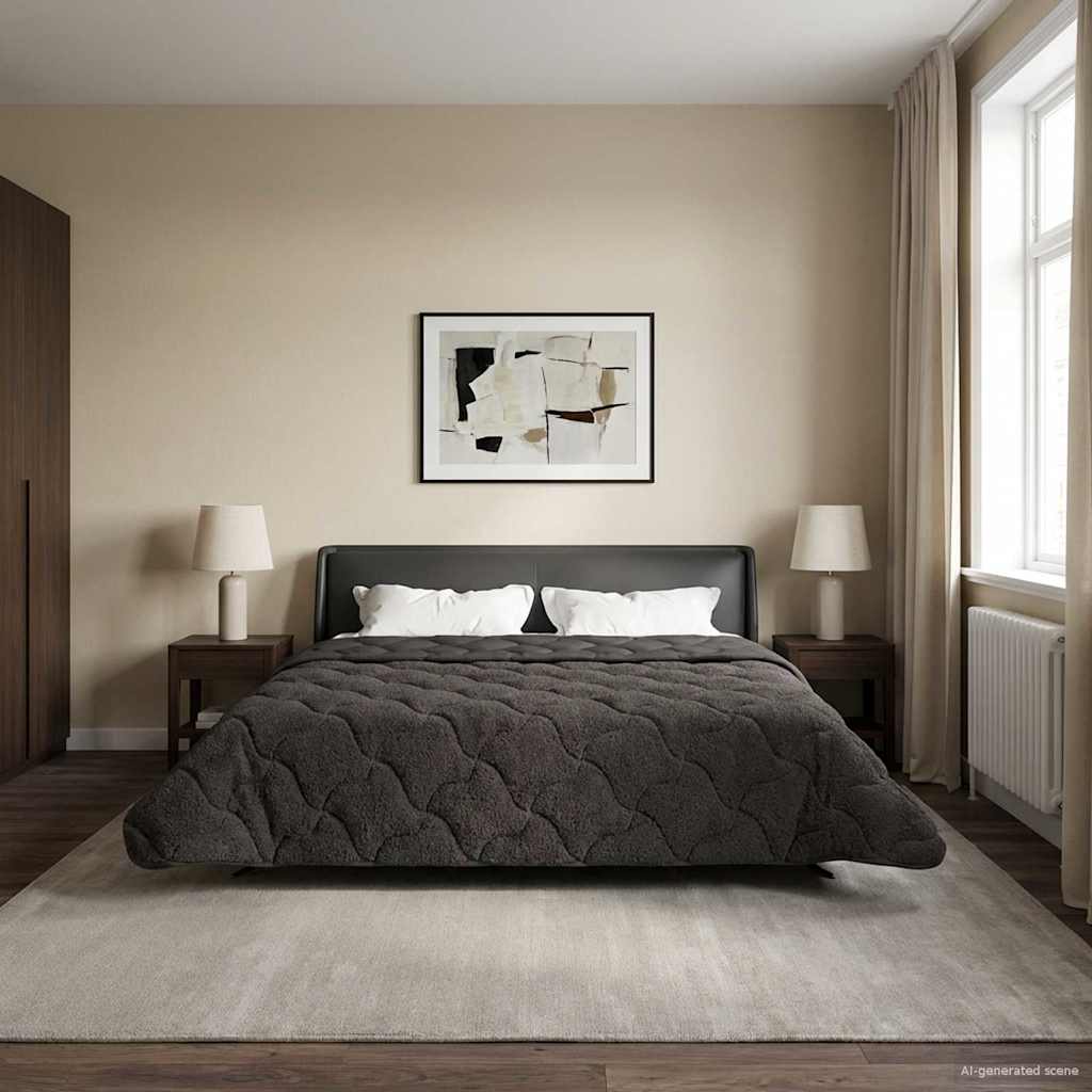 vidaXL Καλοκαιρινό Παπλωματοθήκη 200 x 200 cm Καλοκαίρι Ανθρακί - Image 4