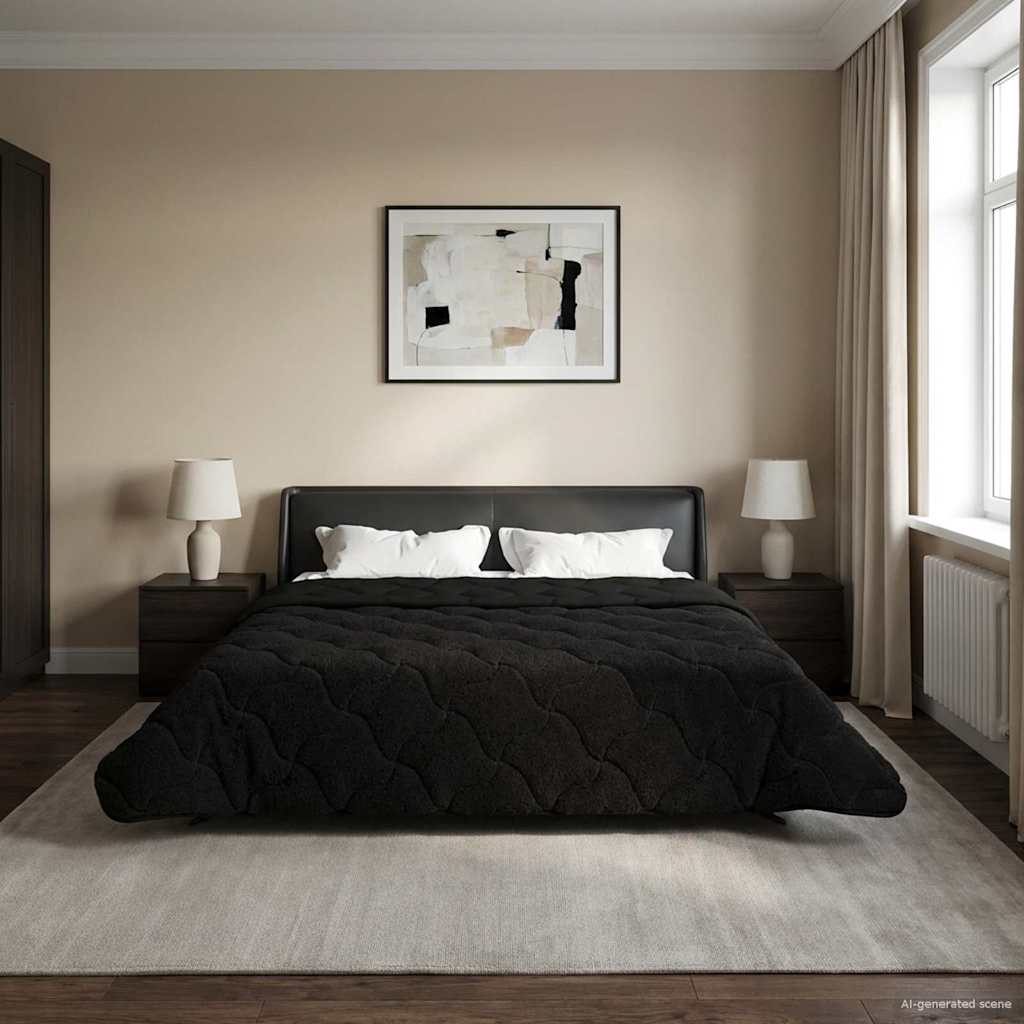 vidaXL Χειμερινό Παπλωματοθήκη 200 x 240 cm Χειμώνας Μαύρο Αναπνεύσιμο - Image 4