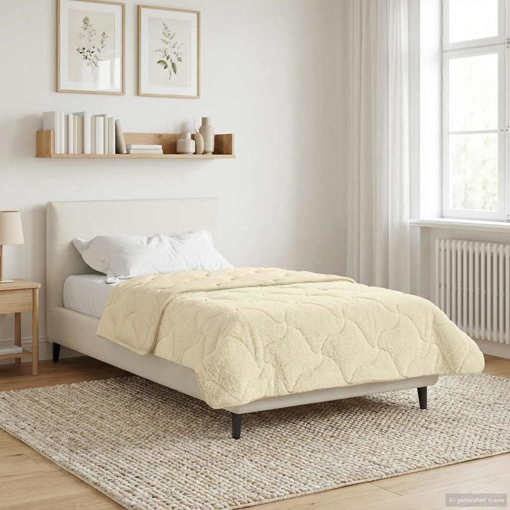 vidaXL Χειμερινό Παπλωματοθήκη 155 x 200 εκ. Χειμώνας Κρεμ Αναπνεύσιμο - Image 4