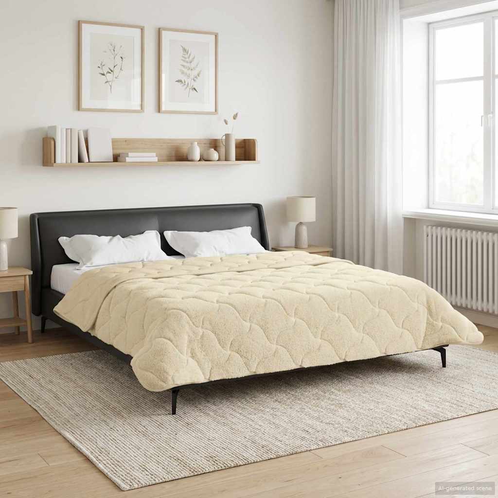 vidaXL Χειμερινό Παπλωματοθήκη 200 x 200 cm Χειμώνας Κρεμ Αναπνεύσιμο - Image 4