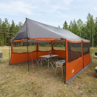 vidaXL Οικογενειακή Σκηνή Γκρι και Πορτοκαλί 450 x 400 x 265 εκ