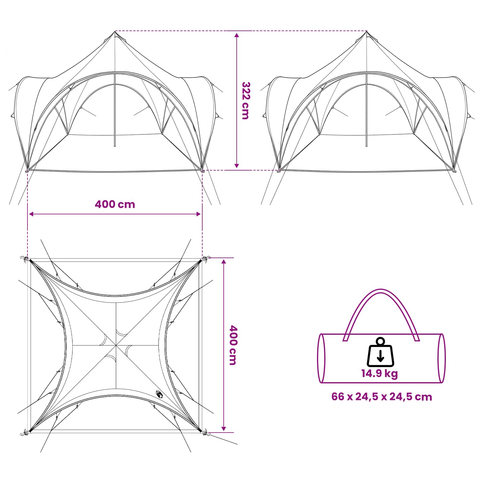 vidaXL Σκηνή Πάρτυ Γκρι και Πορτοκαλί 400 x 400 x 322 cm - Image 9