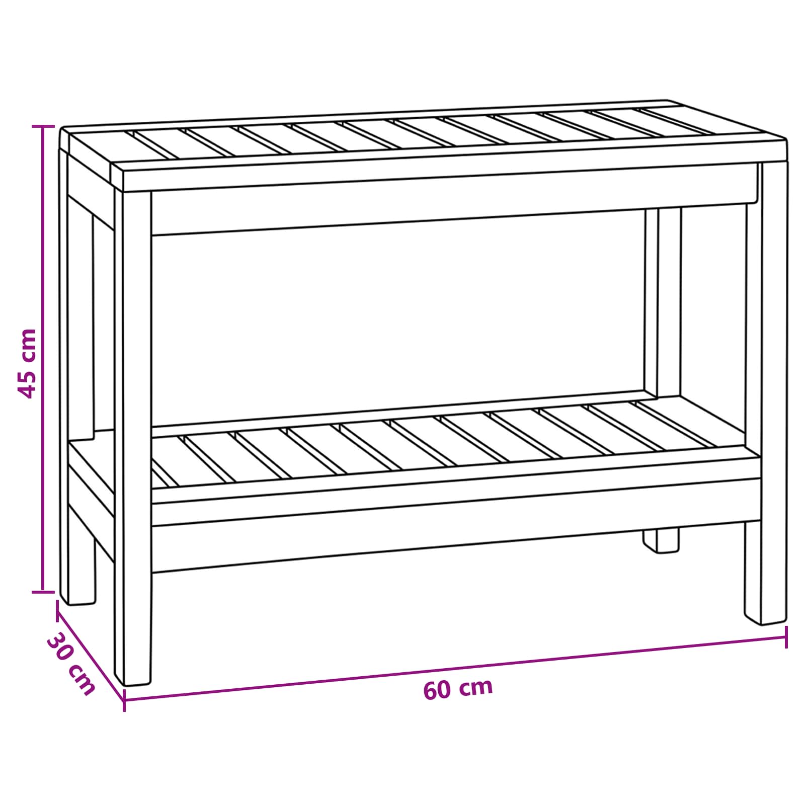 vidaXL Τραπέζι Πλευρικής Μπανιέρας Φυσικό 60 x 30 x 45 cm - Image 7
