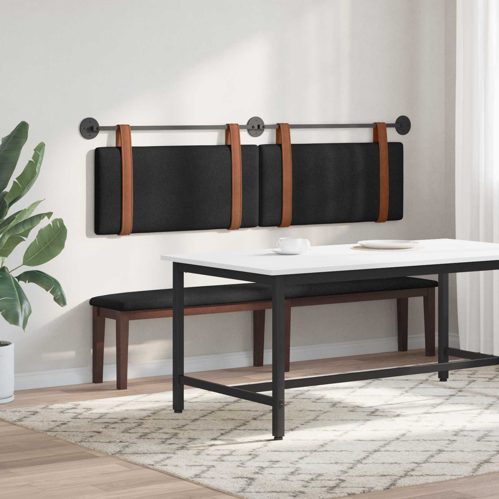 vidaXL Κρεμαστό Κεφαλάρι Επιτοίχιο Μαύρο 190 x 55 x 5 εκ Αντίκα PU - Image 4