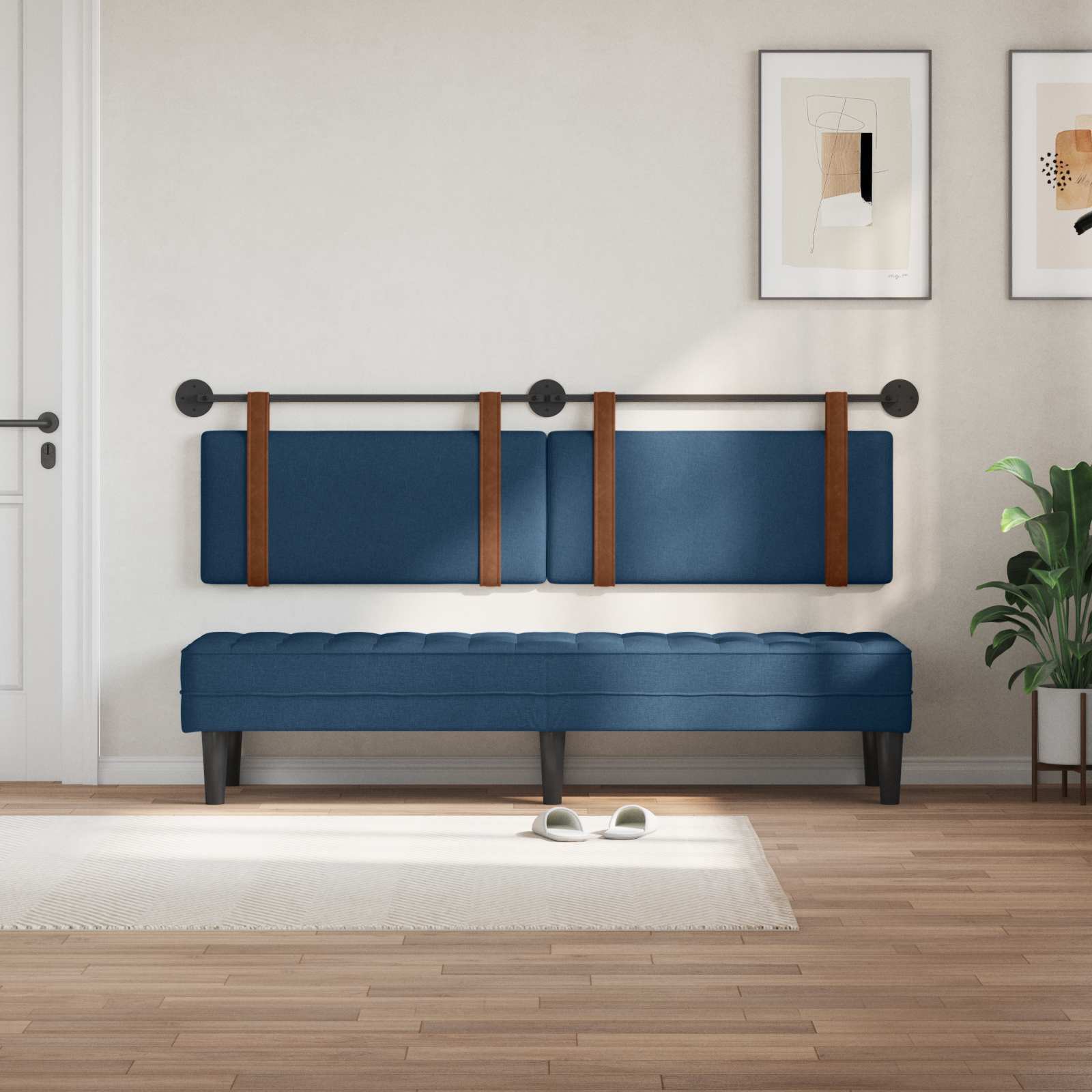 vidaXL Κρεμαστό Κεφαλάρι Επιτοίχιο Μπλε 190 x 55 x 5 εκ Αντίκα PU - Image 3