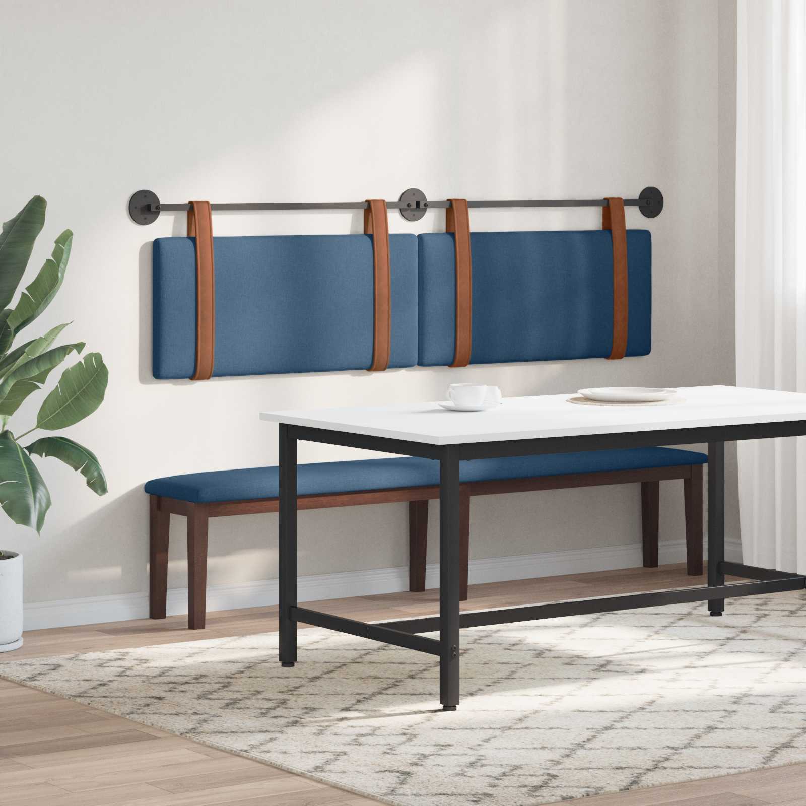 vidaXL Κρεμαστό Κεφαλάρι Επιτοίχιο Μπλε 190 x 55 x 5 εκ Αντίκα PU - Image 4