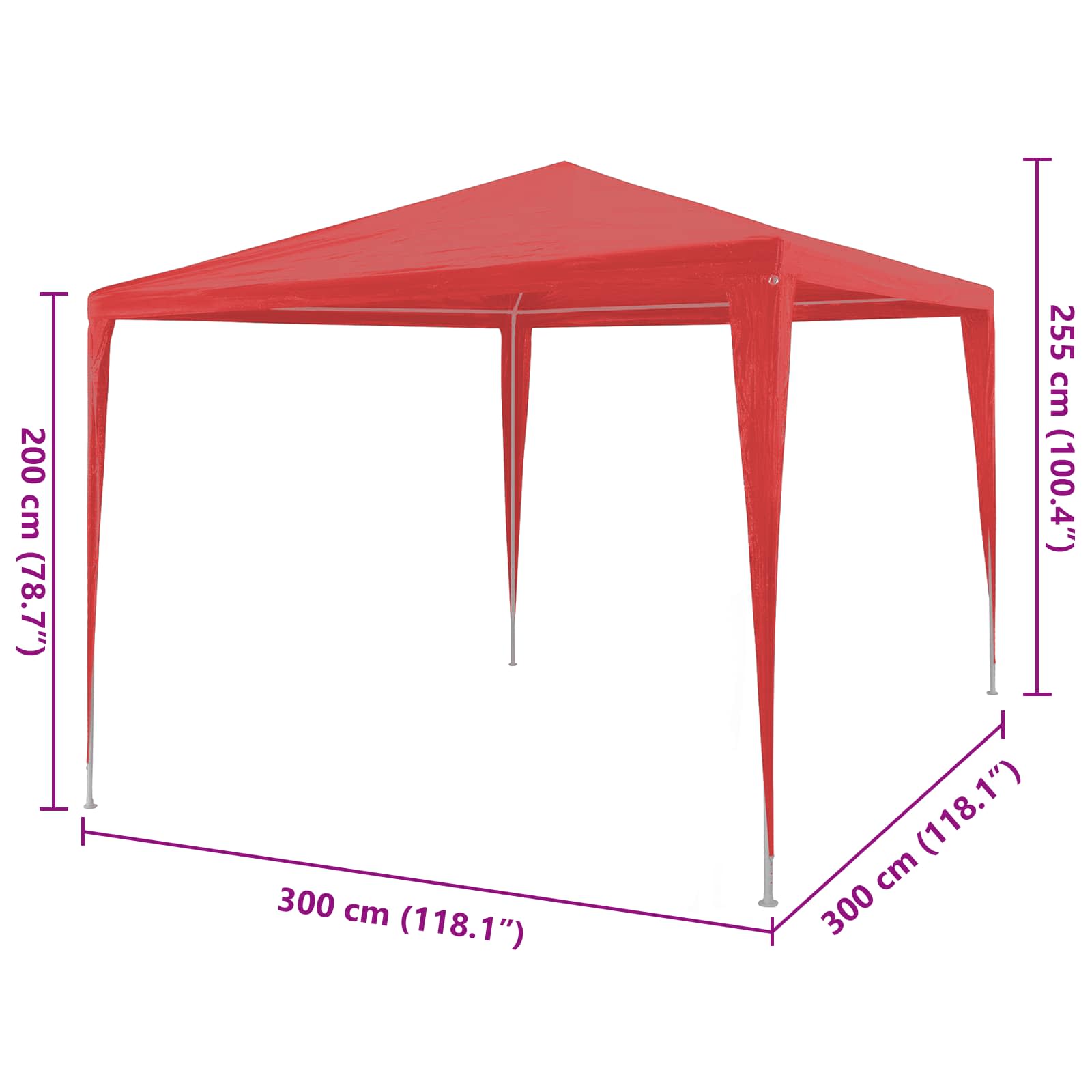 vidaXL Σκηνή Πάρτυ Κόκκινο 300 x 300 x 255 εκ - Image 7