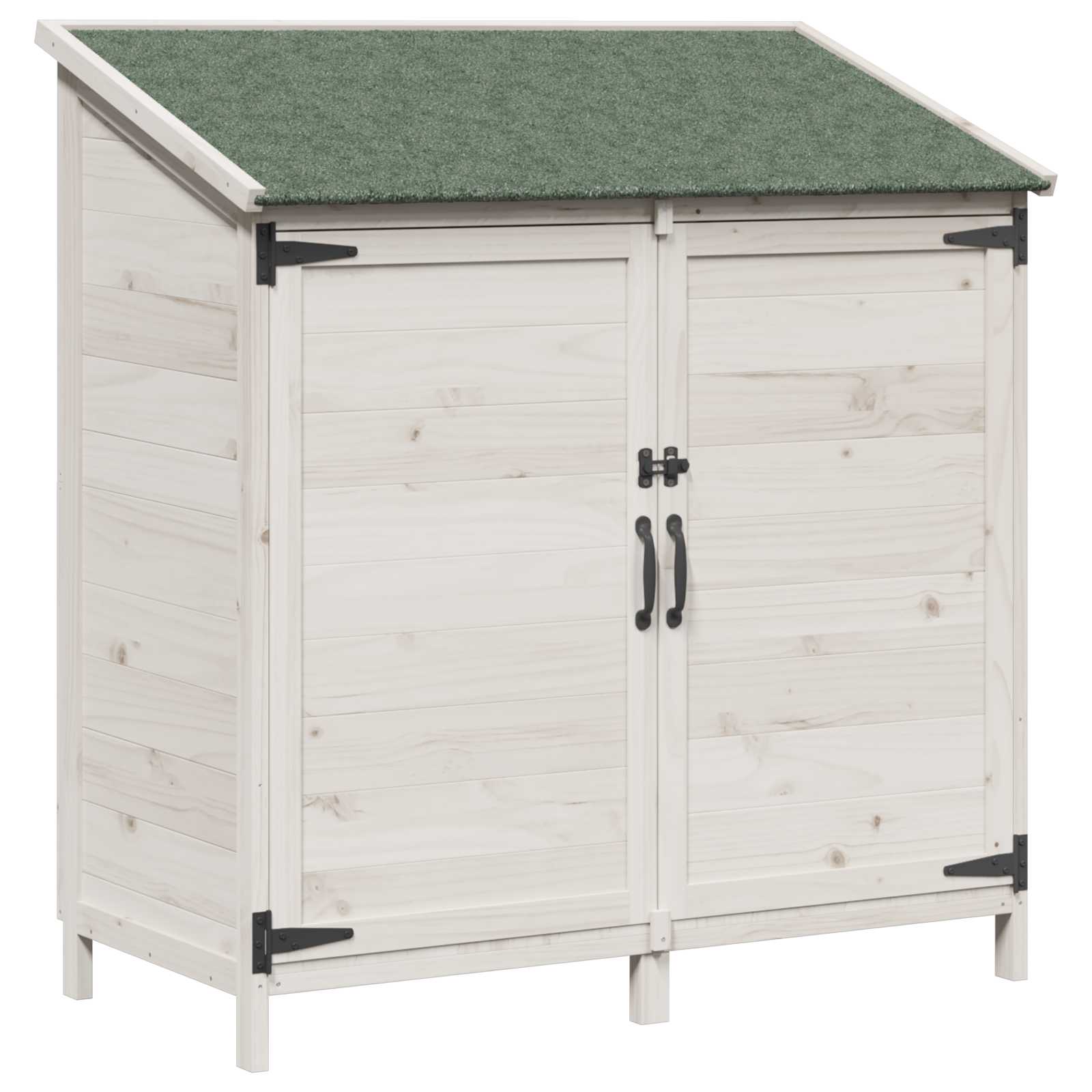 vidaXL Αποθήκη Κήπου Λευκό 106 x 56 x 113,5 cm Στερεό Ξύλο Πεύκου - Image 2