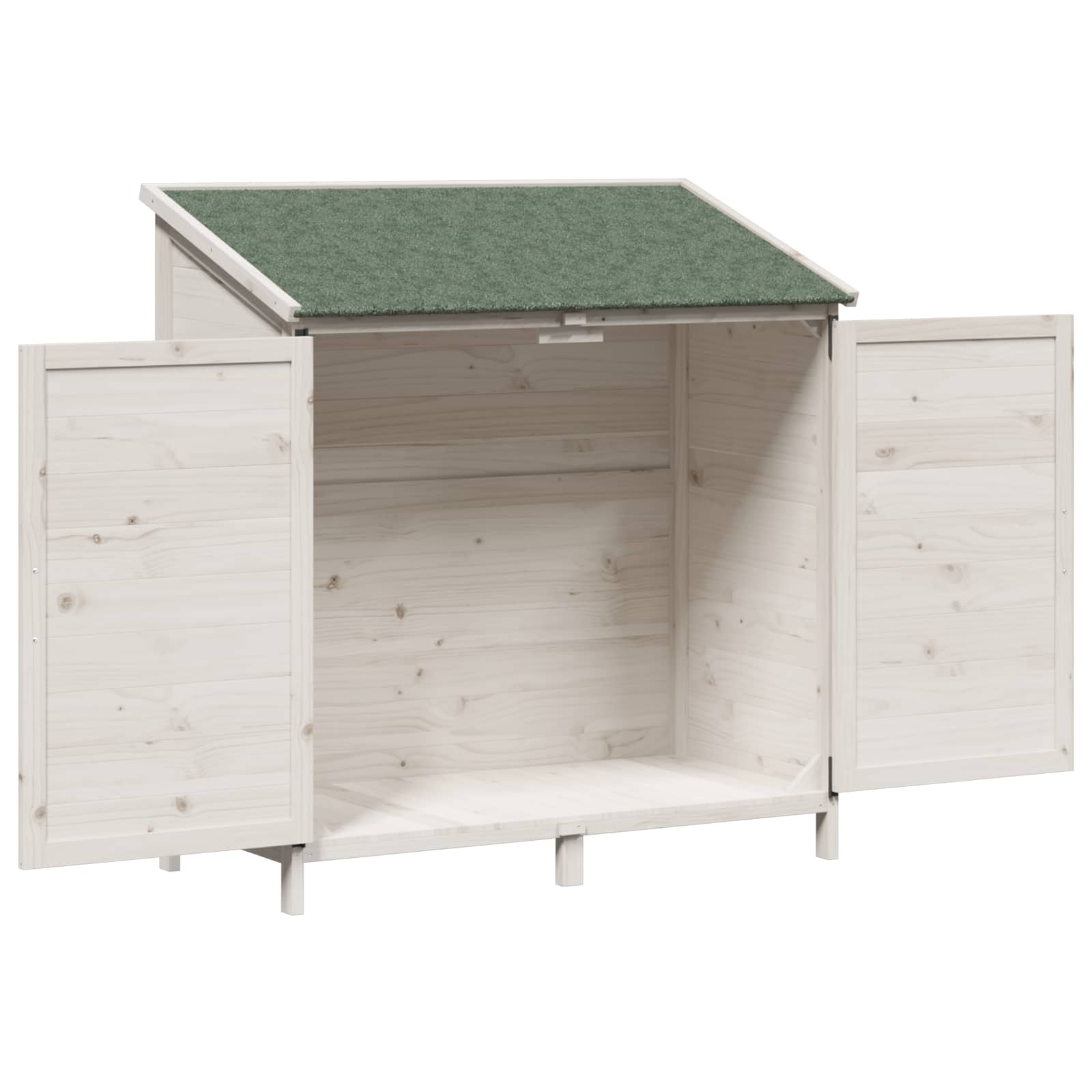 vidaXL Αποθήκη Κήπου Λευκό 106 x 56 x 113,5 cm Στερεό Ξύλο Πεύκου - Image 4