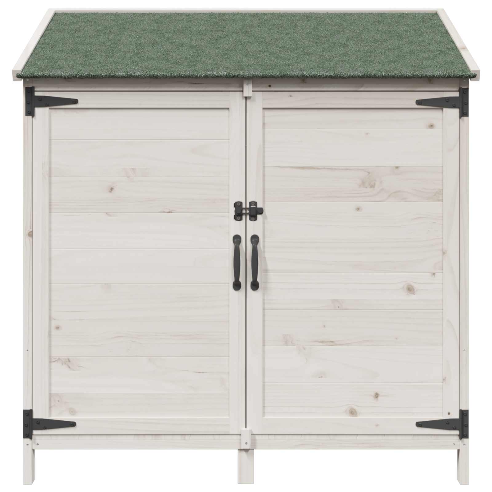 vidaXL Αποθήκη Κήπου Λευκό 106 x 56 x 113,5 cm Στερεό Ξύλο Πεύκου - Image 5
