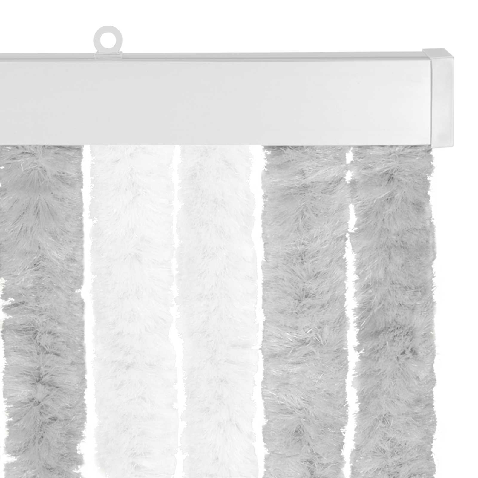 vidaXL Κουρτίνα εντόμων Chenille Ανοιχτό Γκρι και Λευκό 100 x 220 cm - Image 4