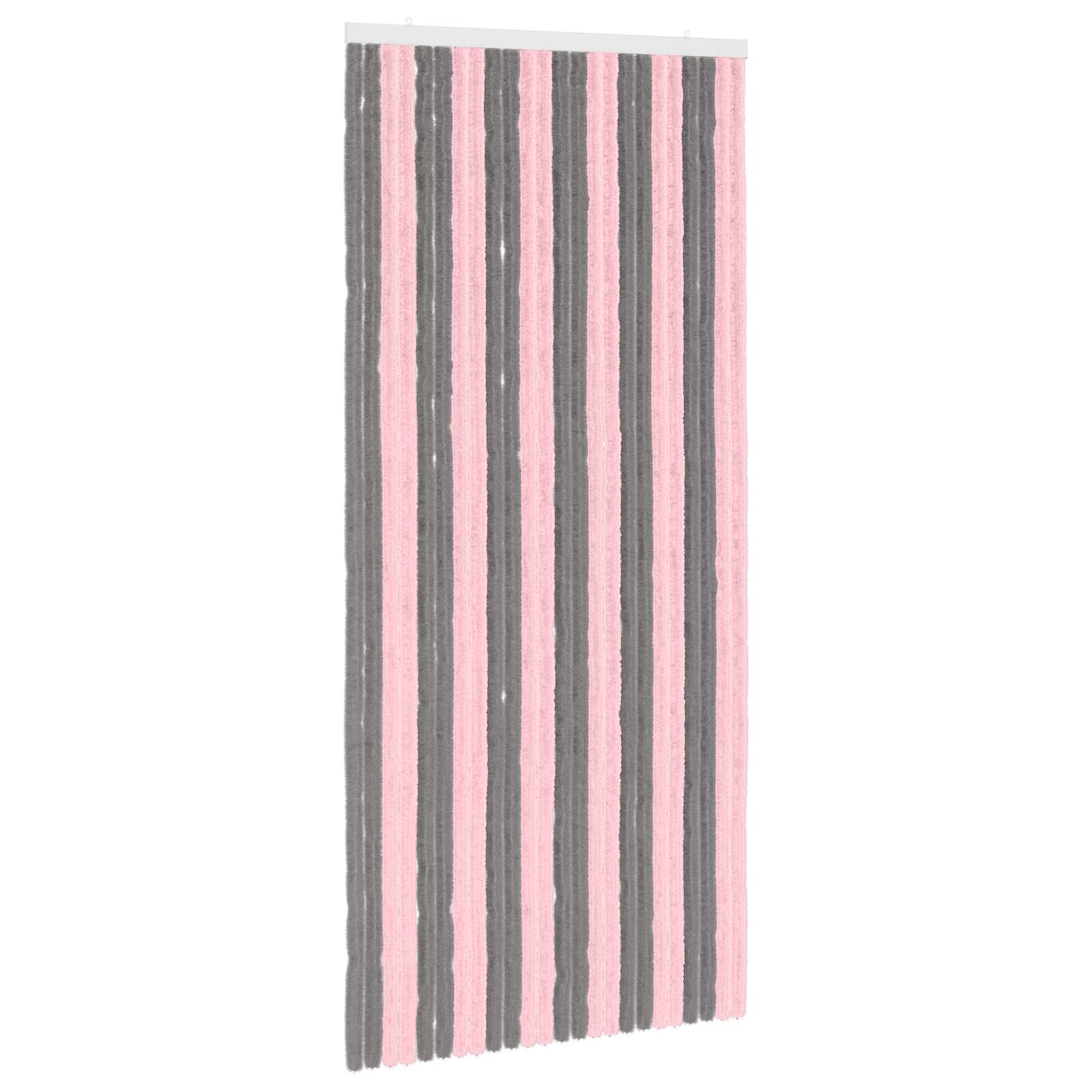 vidaXL Κουρτίνα εντόμων Chenille Ασημί Γκρι και Ροζ 100 x 220 cm - Image 2