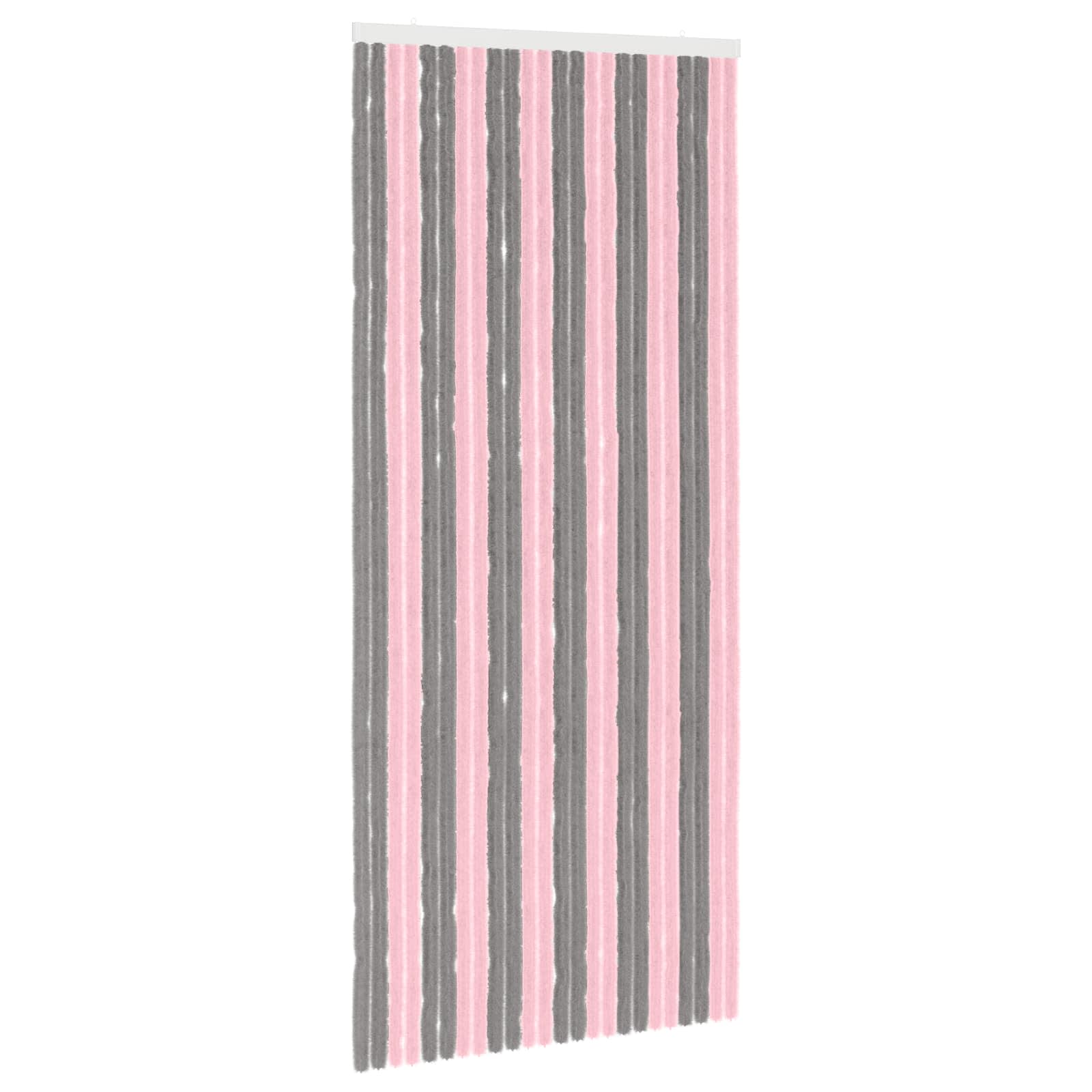 vidaXL Κουρτίνα εντόμων Chenille Ασημί Γκρι και Ροζ 100 x 230 cm - Image 2