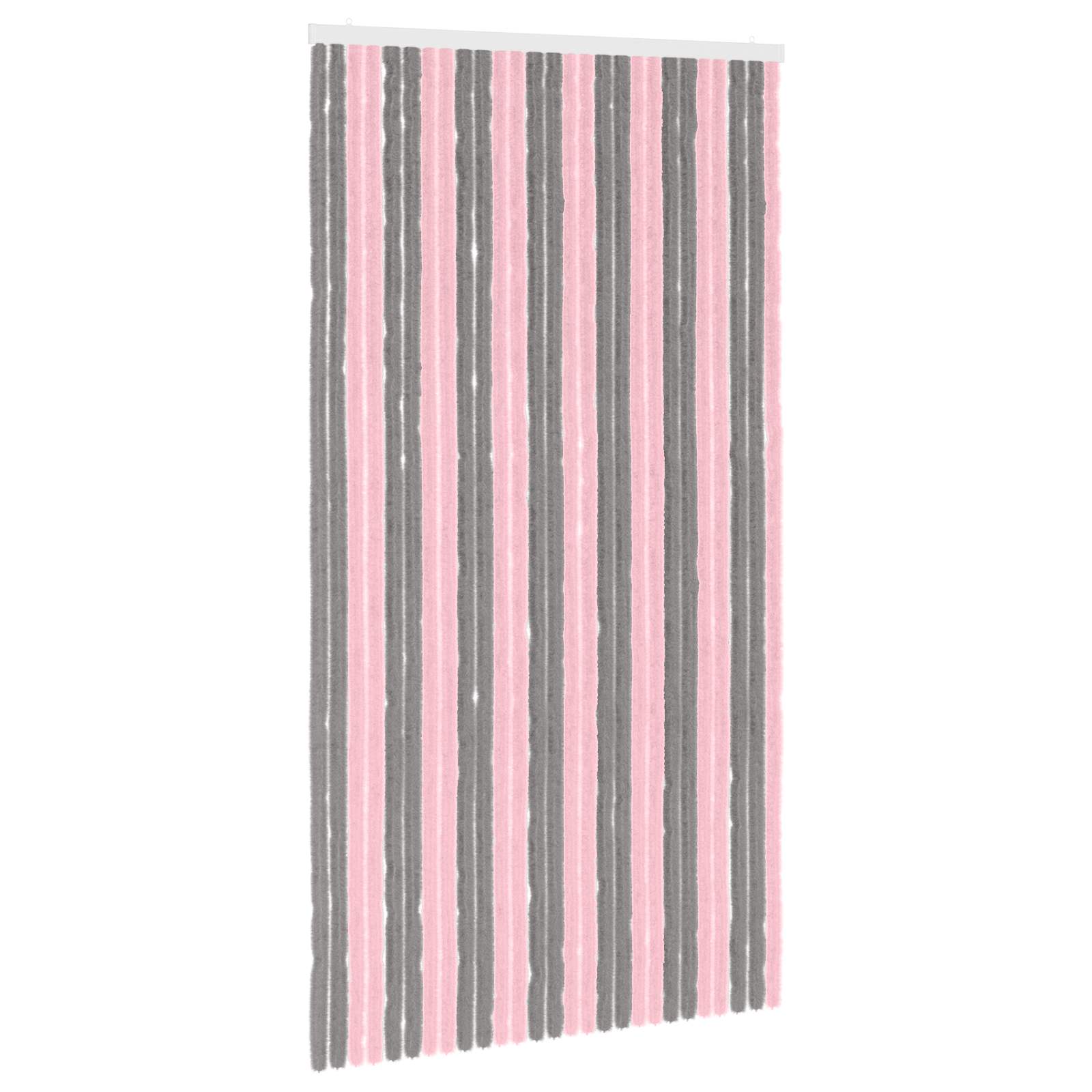 vidaXL Κουρτίνα εντόμων Chenille Ασημί Γκρι και Ροζ 118 x 220 cm - Image 2