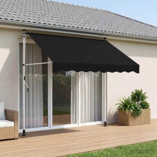 vidaXL Χειροκίνητη Ανακλινόμενη Σκίαση Μαύρο 250 cm
