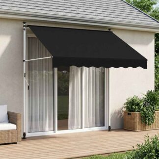 vidaXL Χειροκίνητη Ανακλινόμενη Σκίαση Μαύρο 350 cm