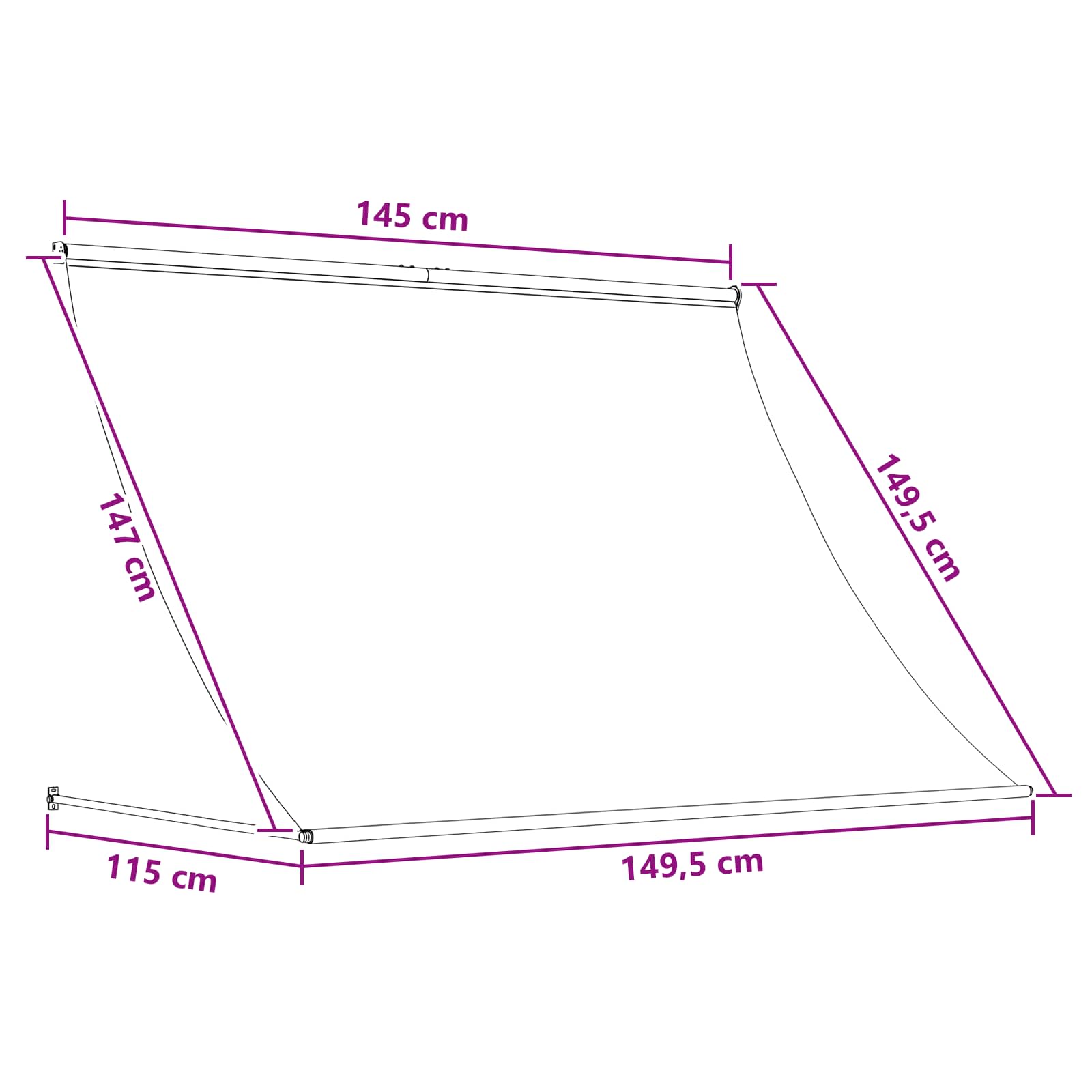 vidaXL Αντιανεμικό Μαύρο 150 x 150 cm - Image 6