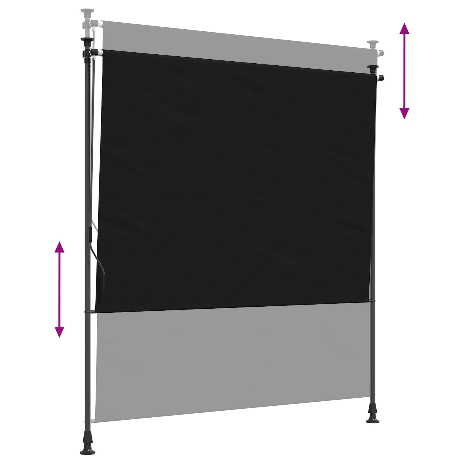 vidaXL Εξωτερικό ρολό Μαύρο 150 x 270 cm - Image 6