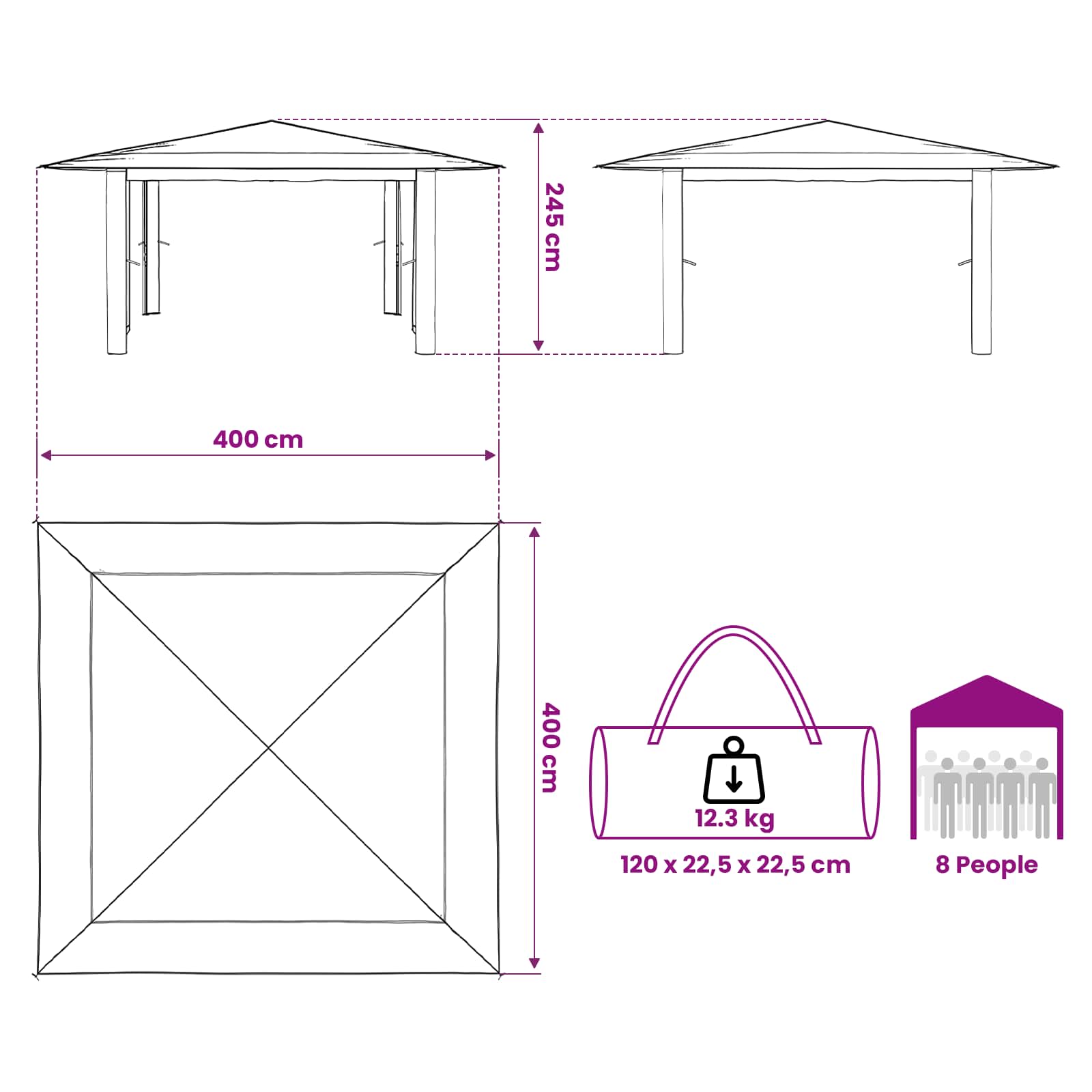 vidaXL Γκαζebo χωρίς πλάι 4 x 4 m Μπεζ και καφέ - Image 12