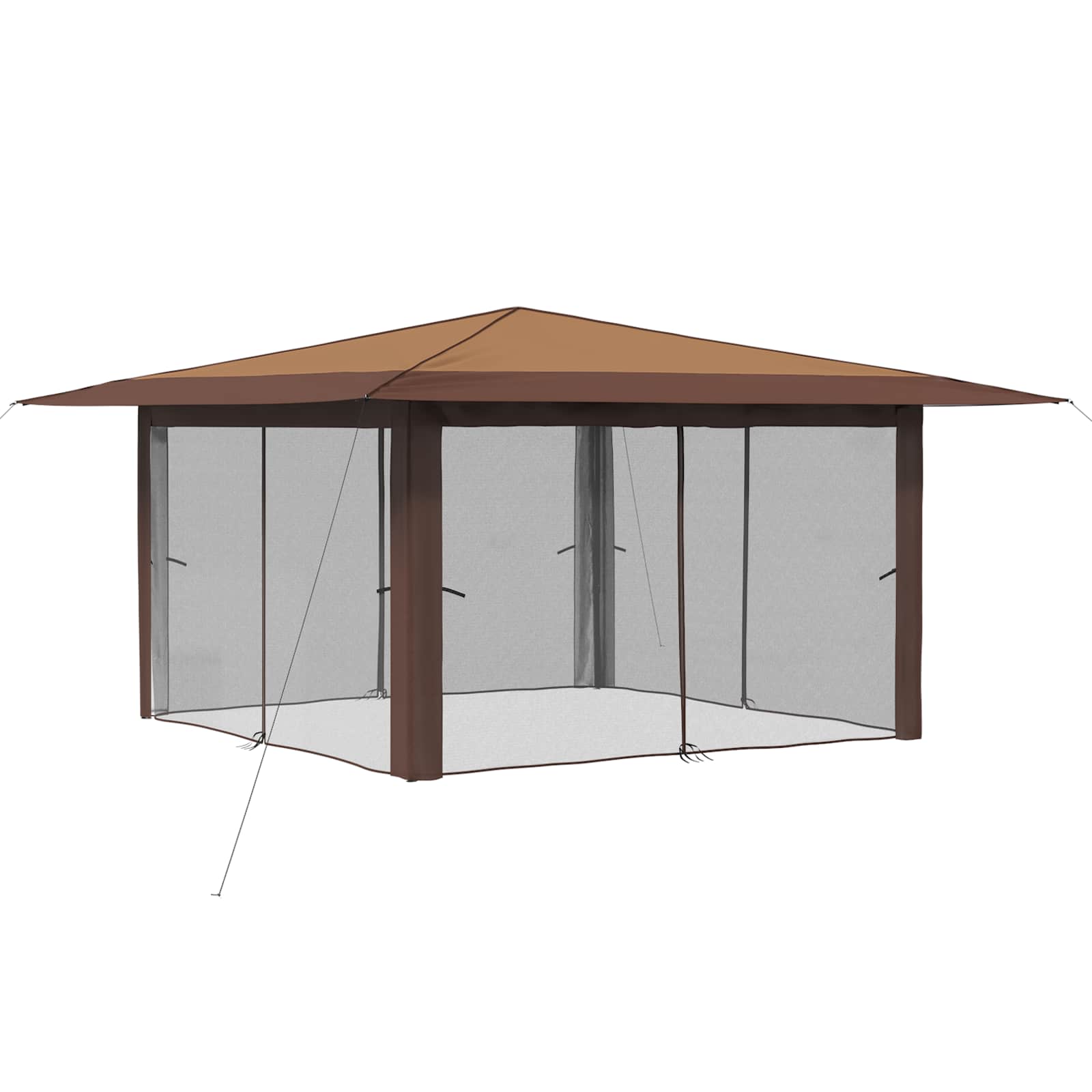 vidaXL Γκαζebo με 4 πλαινά 4 x 4 m Μπεζ και καφέ - Image 3