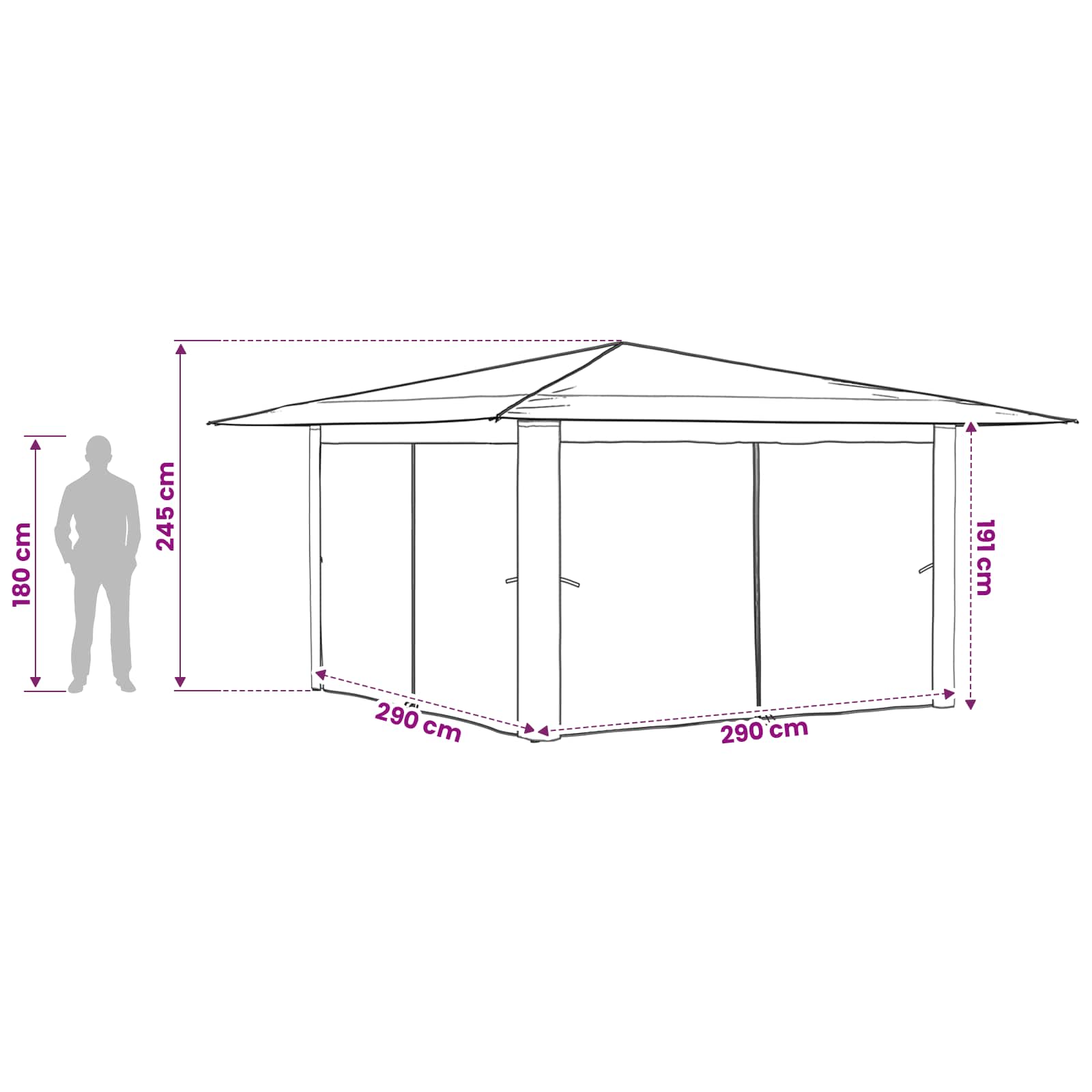 vidaXL Γκαζebo με 4 πλαινά 4 x 4 m Μπεζ και καφέ - Image 14