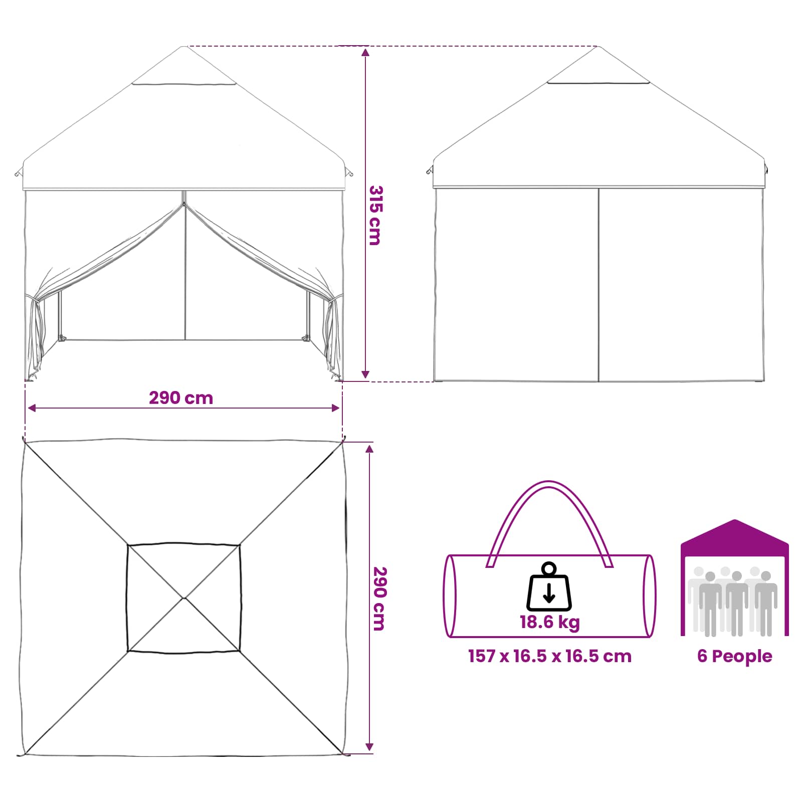 vidaXL Αυτόνομη Περίστεγη με 4 Τοίχους 2,9 x 2,9 μ Μπλε καμουφλάζ - Image 14
