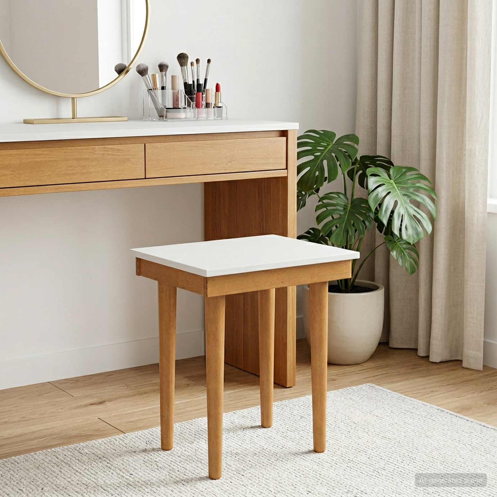 vidaxl Σκαμπό Μακιγιάζ FAUSKE Λευκό 40 x 33 x 45 εκ. Μασίφ Ξύλο Πεύκου