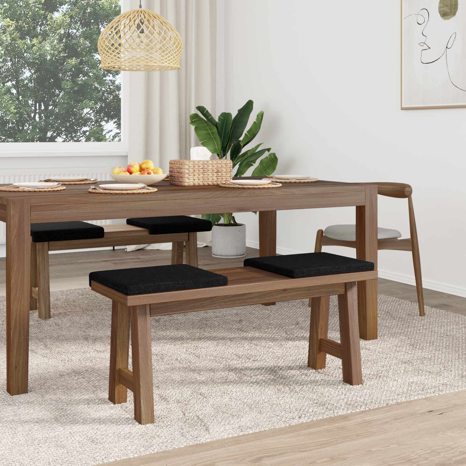vidaXL Μαξιλάρι πάγκου 4 τμχ. Ύφασμα Μαύρο Βάθος 35 εκ. - Image 3
