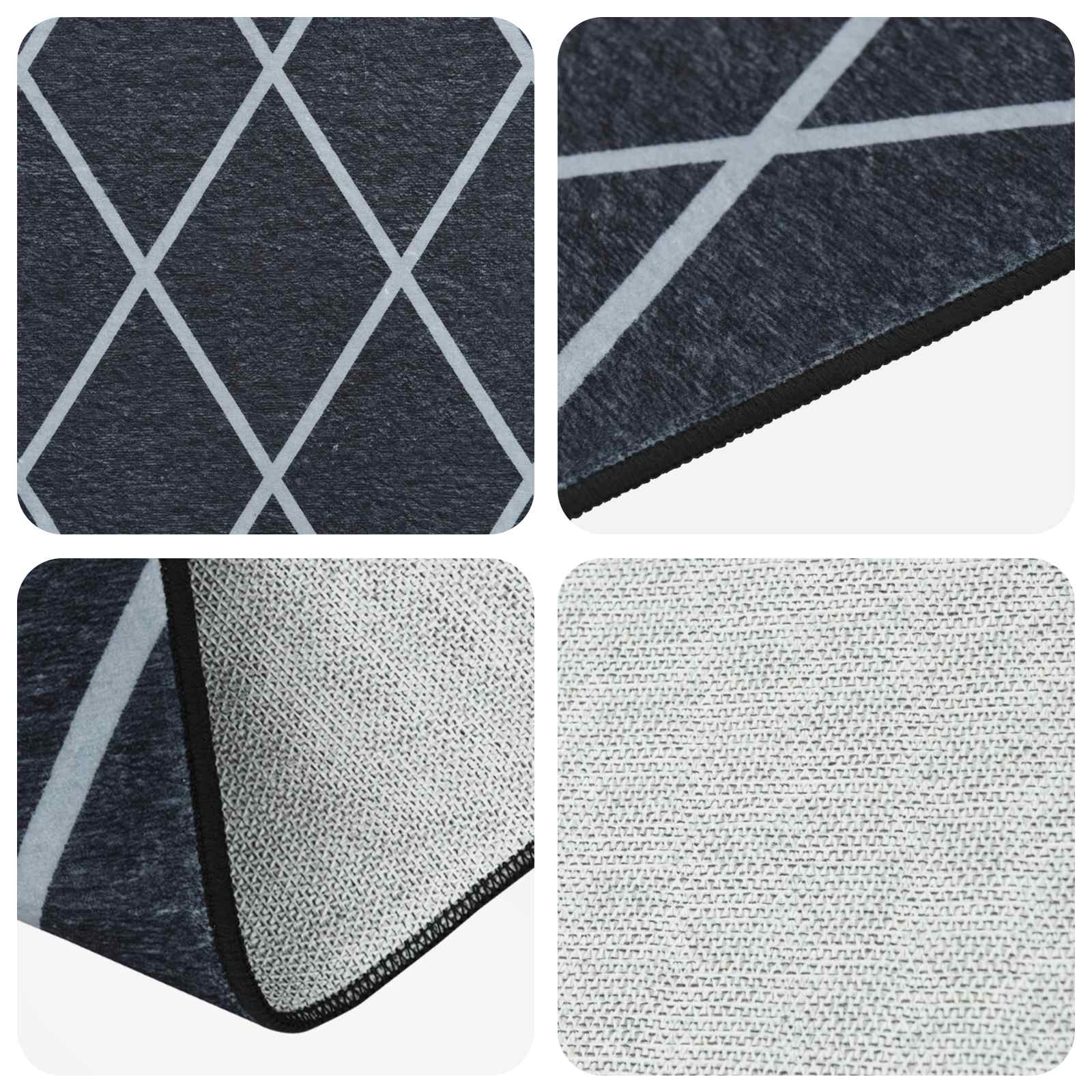 vidaXL Χαλί Runner ORIZ 1150 gsm Μαύρο δίχτυ σχέδιο - Image 3