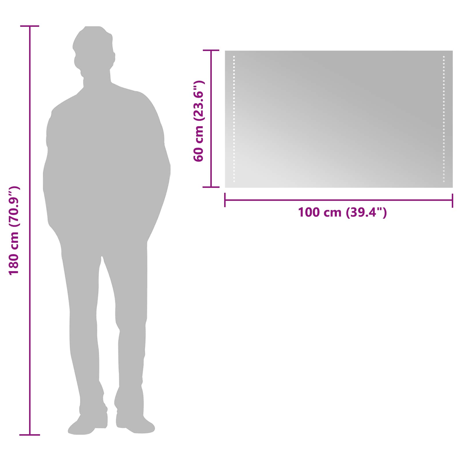 vidaXL Καθρέφτης μπάνιου LED Διαφανές 100 x 60 cm σκληρυμένο γυαλί - Image 10