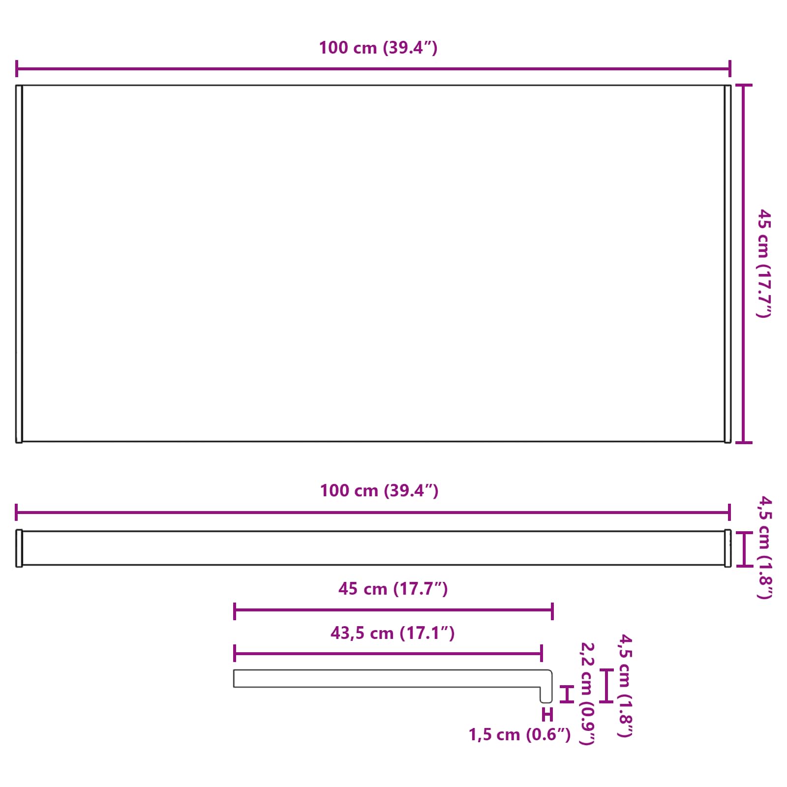 vidaXL Σαβανωτό Παραθύρου Λευκό 100 x 45 x 4,5 εκ PVC - Image 13