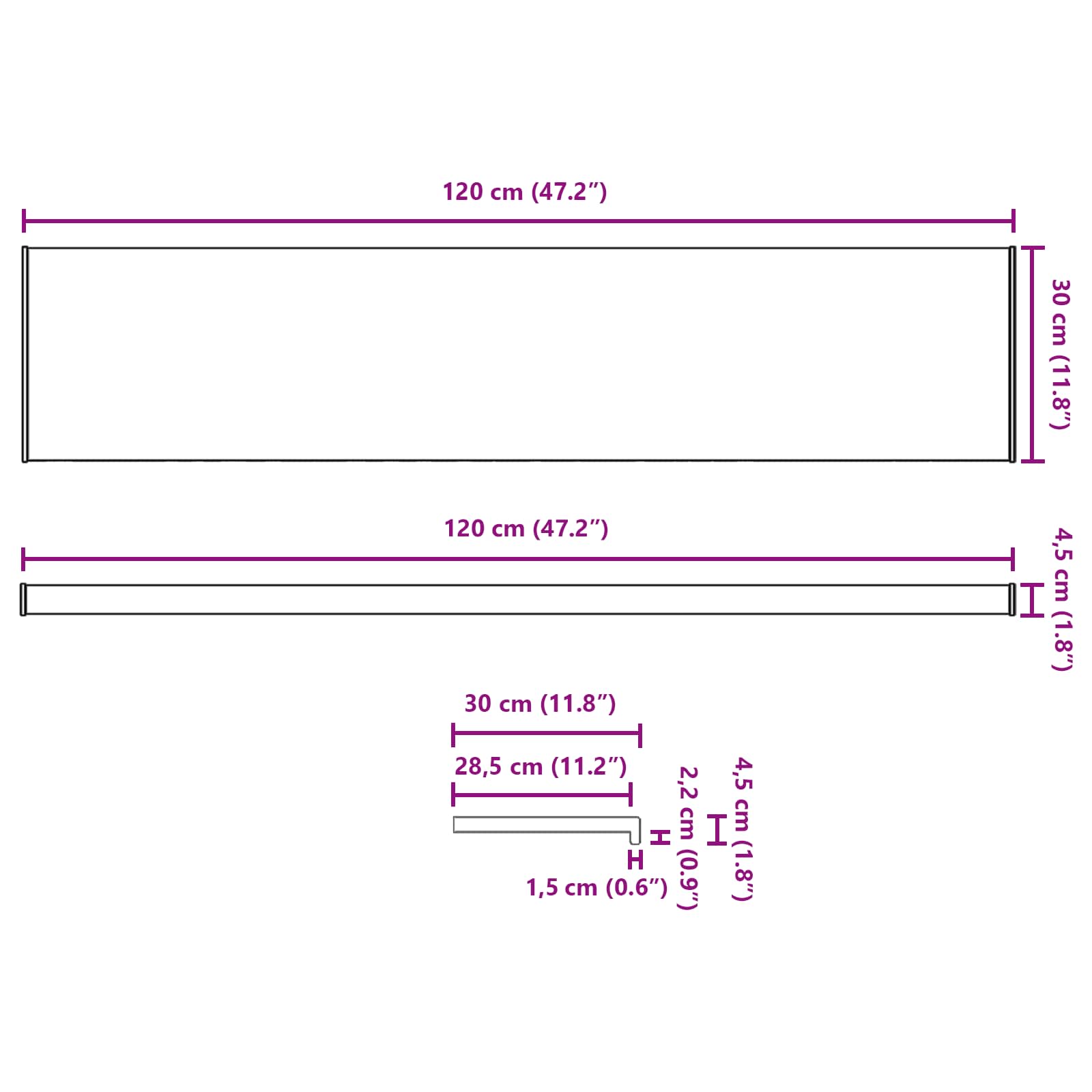 vidaXL Σαβανωτό Παραθύρου Μαύρο με ξύλινη υφή 120 x 30 x 4,5 εκ PVC - Image 13
