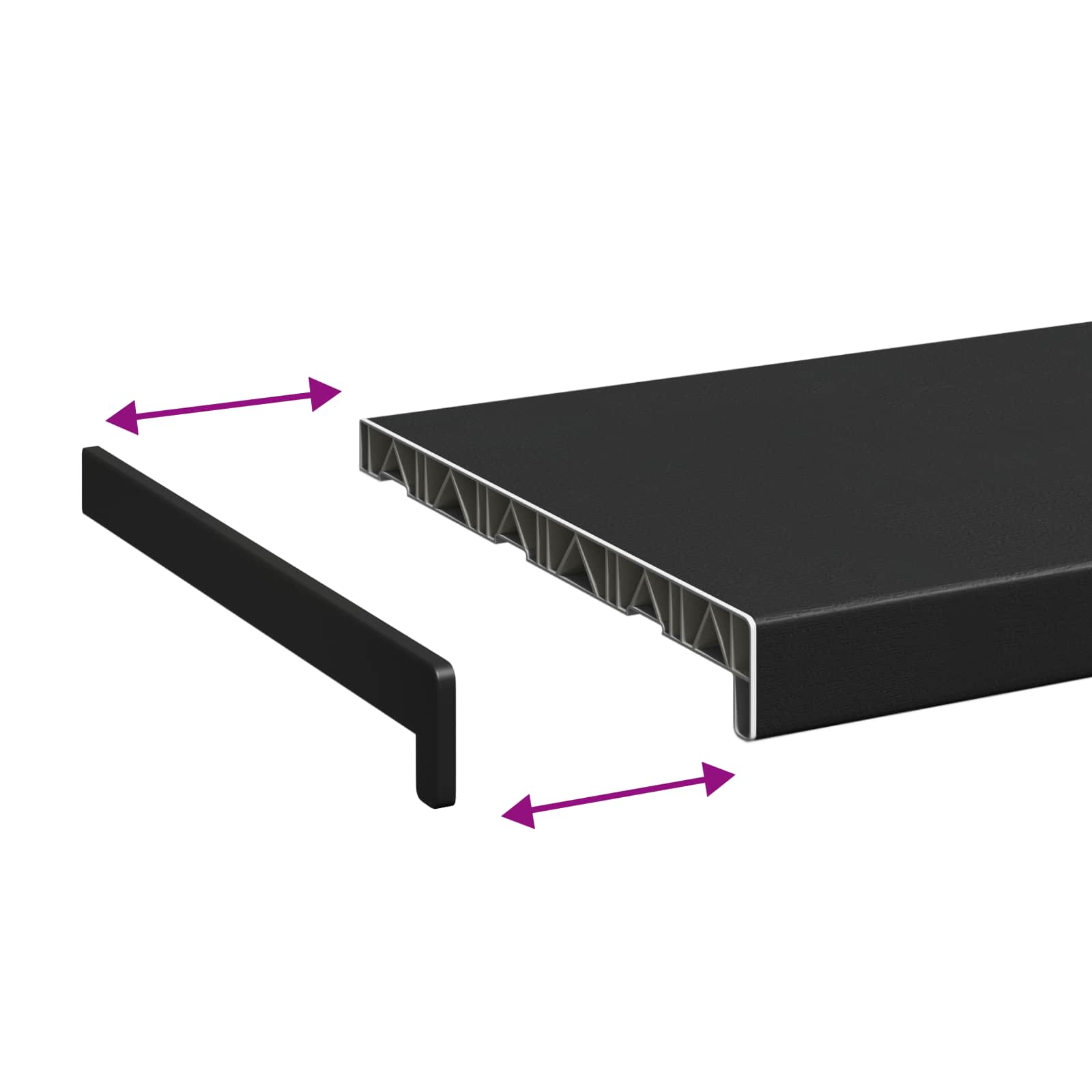 vidaXL Σαβανωτό Παραθύρου Μαύρο με ξύλινη υφή 120 x 35 x 4,5 εκ PVC - Image 8