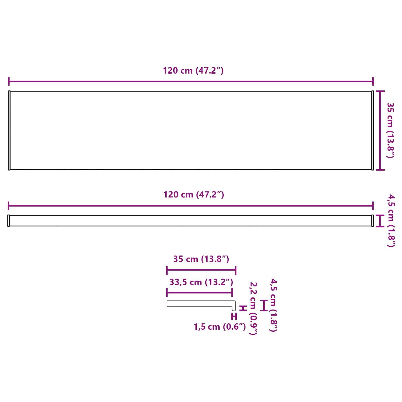 vidaXL Σαβανωτό Παραθύρου Μαύρο με ξύλινη υφή 120 x 35 x 4,5 εκ PVC - Image 13