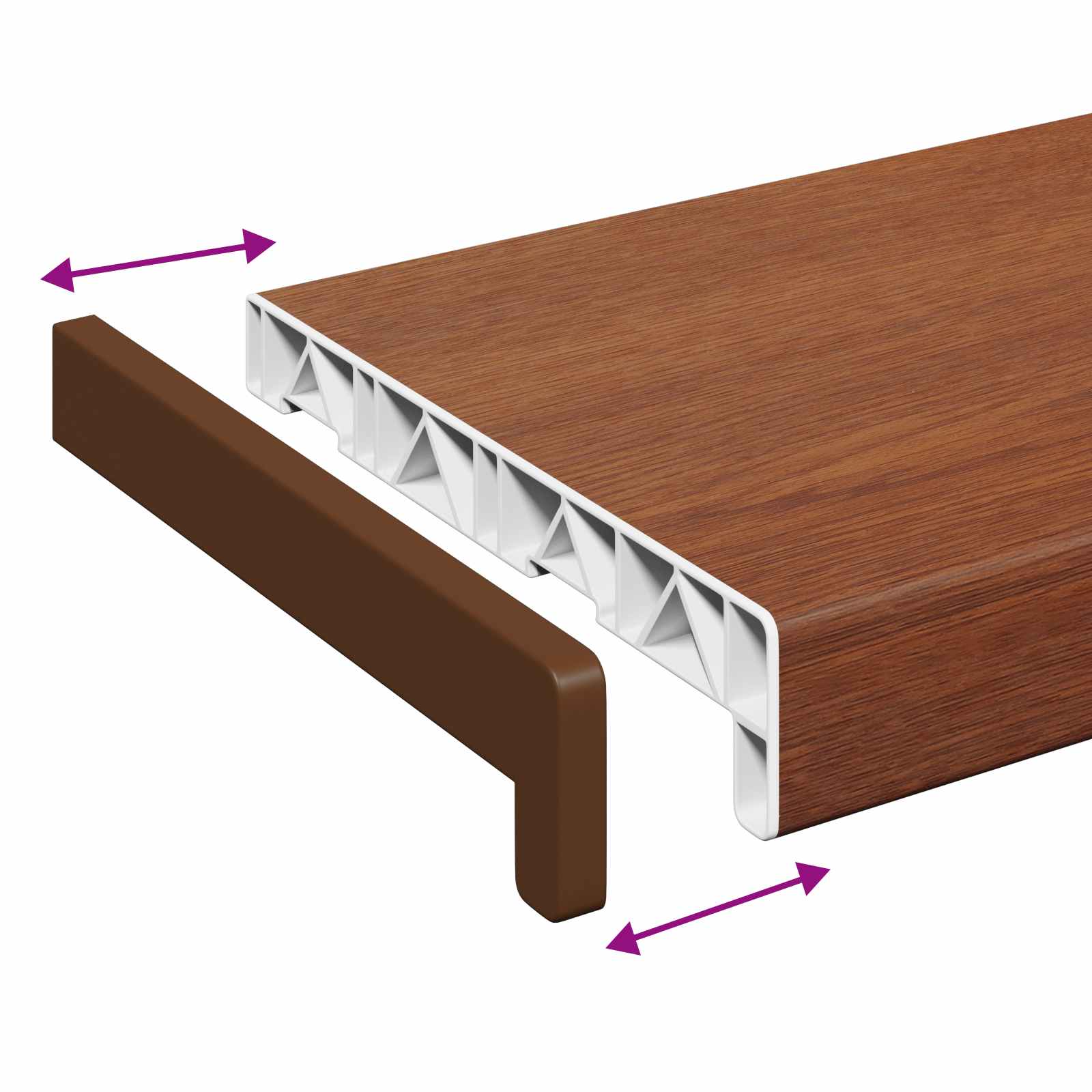 vidaXL Σαβανωτό Παραθύρου Καφέ ξύλο 140 x 20 x 4,5 εκ PVC - Image 8