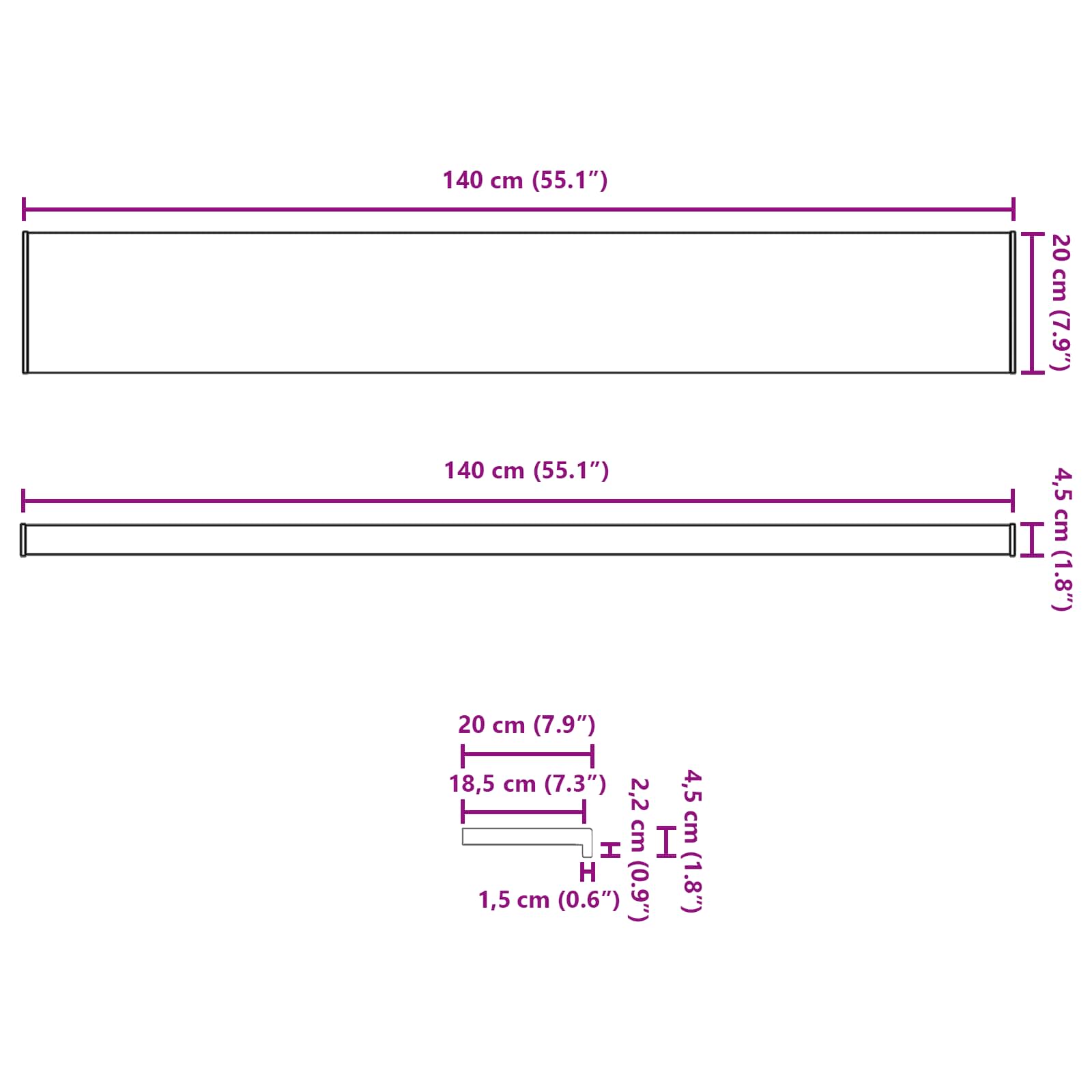vidaXL Σαβανωτό Παραθύρου Καφέ ξύλο 140 x 20 x 4,5 εκ PVC - Image 13