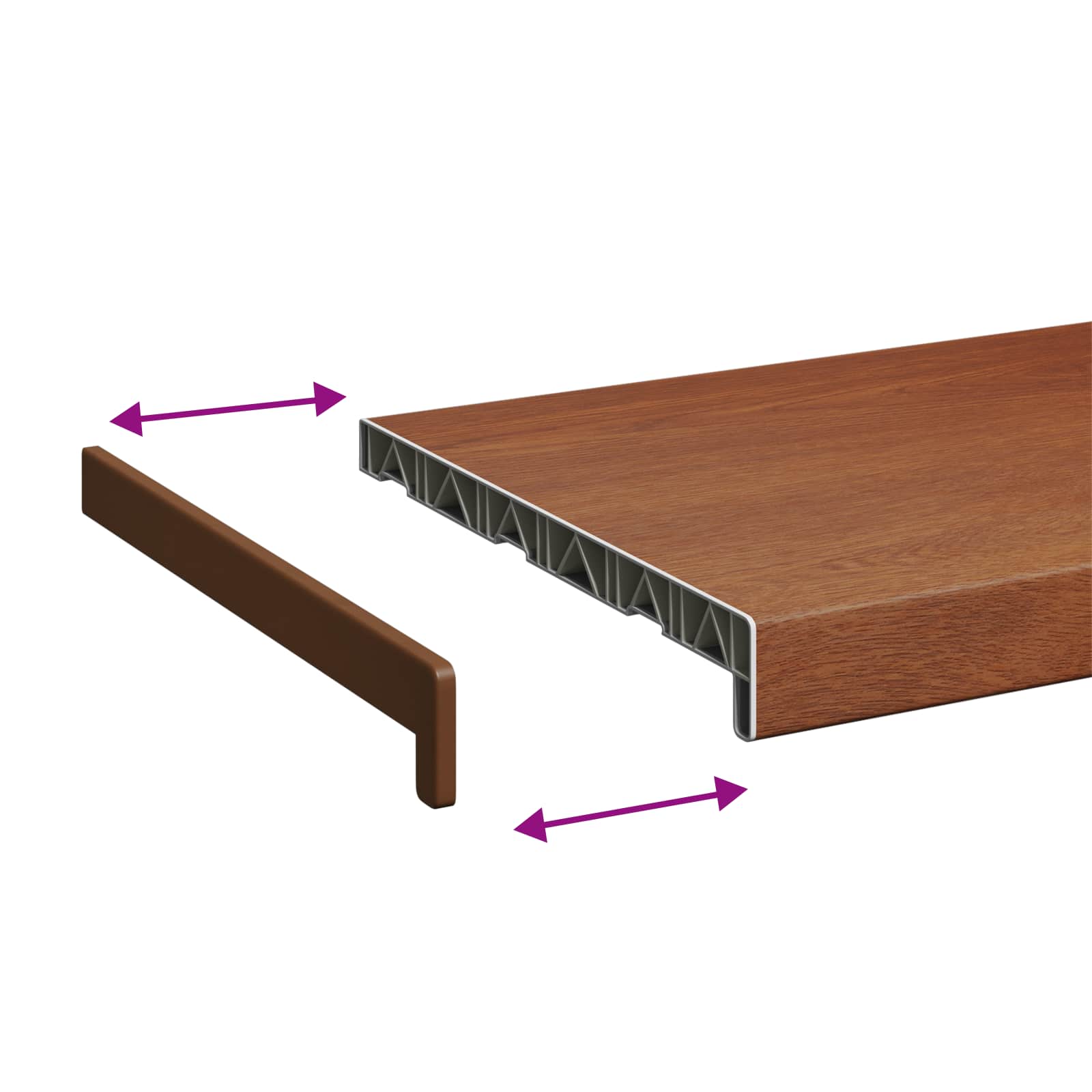 vidaXL Σαβανωτό Παραθύρου Καφέ ξύλο 140 x 30 x 4,5 εκ PVC - Image 8