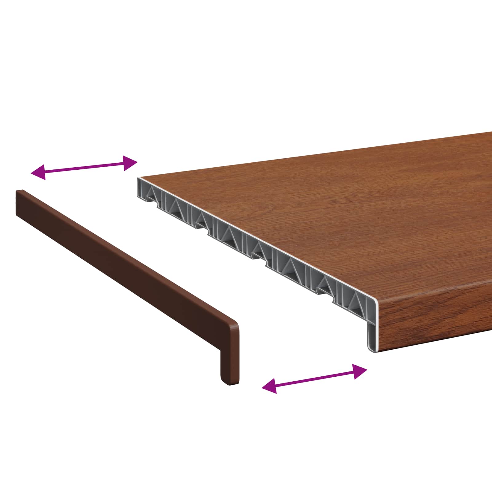 vidaXL Σαβανωτό Παραθύρου Καφέ ξύλο 120 x 45 x 4,5 εκ PVC - Image 8