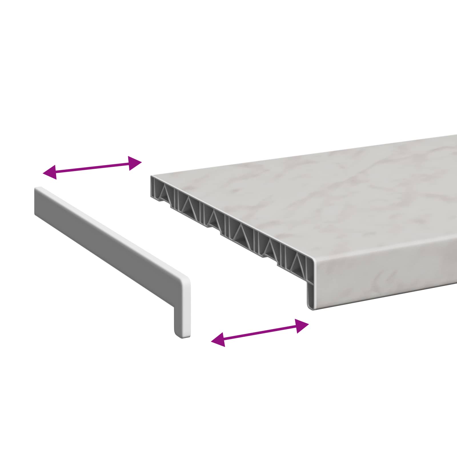 vidaXL Σαβανωτό Παραθύρου Υφή Μάρμαρου 160 x 35 x 4,5 εκ PVC - Image 8