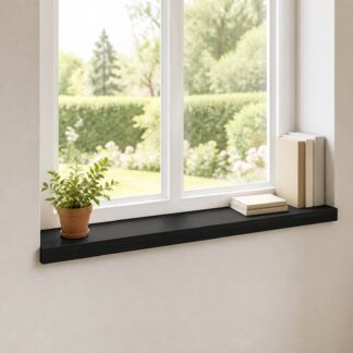 vidaXL Παράθυρα 2 τμχ. Μαύρο 90 x 15 x 2 cm Στερεό ξύλο οξιάς