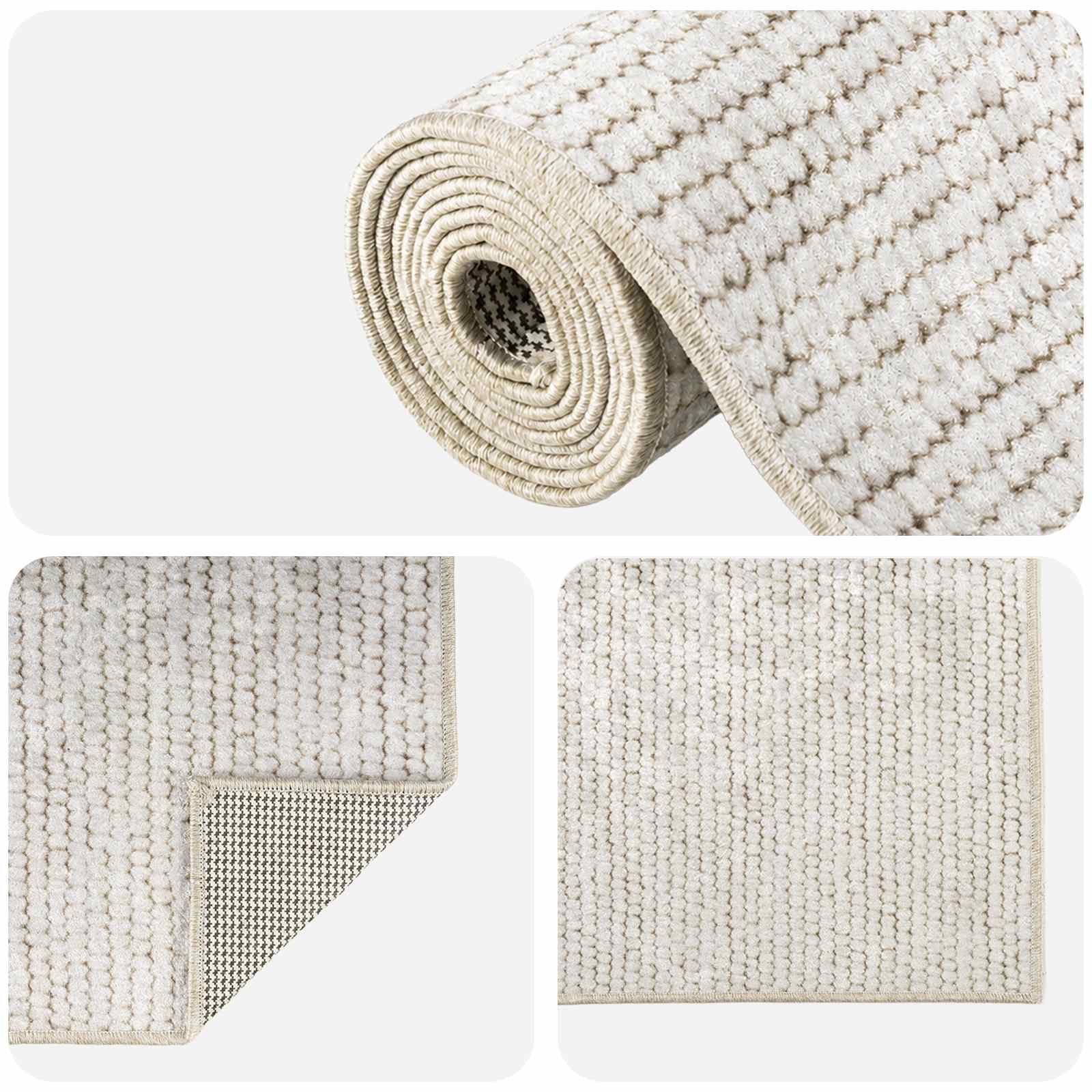 vidaXL Χαλί Κρεμ 80 x 400 cm 100% Πολυεστέρας 3 mm Πλένεται - Image 4