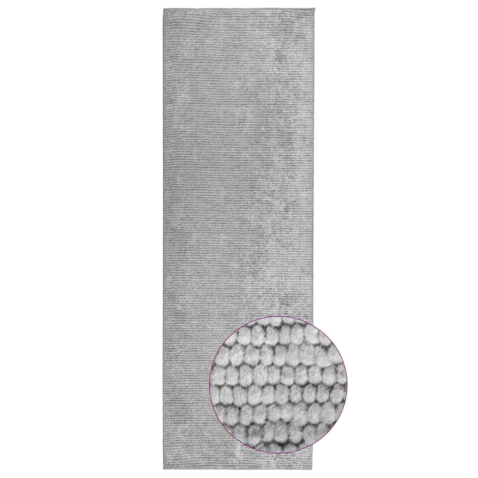 vidaXL Χαλί Γκρι 80 x 250 cm 100% Πολυεστέρας 3 mm Πλένεται - Image 3