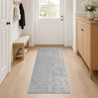 vidaXL Χαλί Γκρι 50 x 200 cm 100% Πολυεστέρας 3 mm Πλένεται