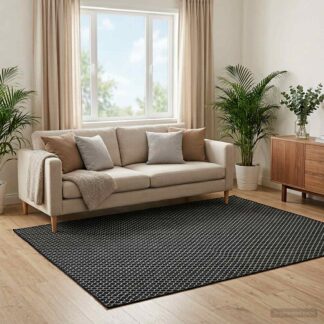 vidaXL Χαλί ORIZ Μαύρο δικτυωτό σχέδιο 240 x 340 cm 100% Πολυεστέρας