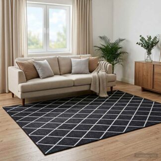 vidaXL Χαλί ORIZ Μαύρο διαμαντένιο σχέδιο 140 x 200 cm