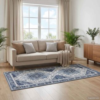 vidaXL Χαλί ORIZ Σκούρο Μπλε 80 x 200 cm 100% Πολυεστέρας