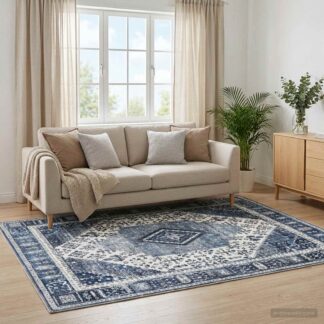vidaXL Χαλί ORIZ Σκούρο Μπλε 160 x 160 cm 100% Πολυεστέρας