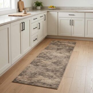 vidaXL Χαλί Κουζίνας Καφέ σκυρόδεμα 180 x 60 cm 100% Πολυαμίδιο