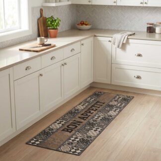 vidaXL Χαλί Κουζίνας Γκρι καλή όρεξη 150 x 45 εκ 100% Πολυαμίδιο