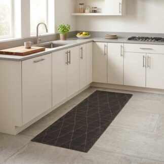 vidaXL Χαλί Κουζίνας ανθρακί καρό 180 x 60 cm 100% Πολυαμίδιο Πλένεται